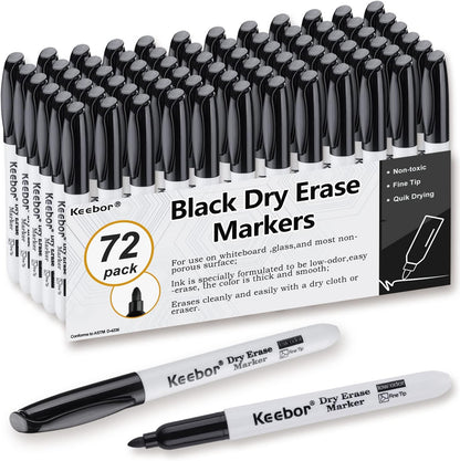 Fine Tip Dry Erase Markers, Black | Low-Odor | Non-Toxic, 16 Count White Board Dry Erase Markers, Office Supplies