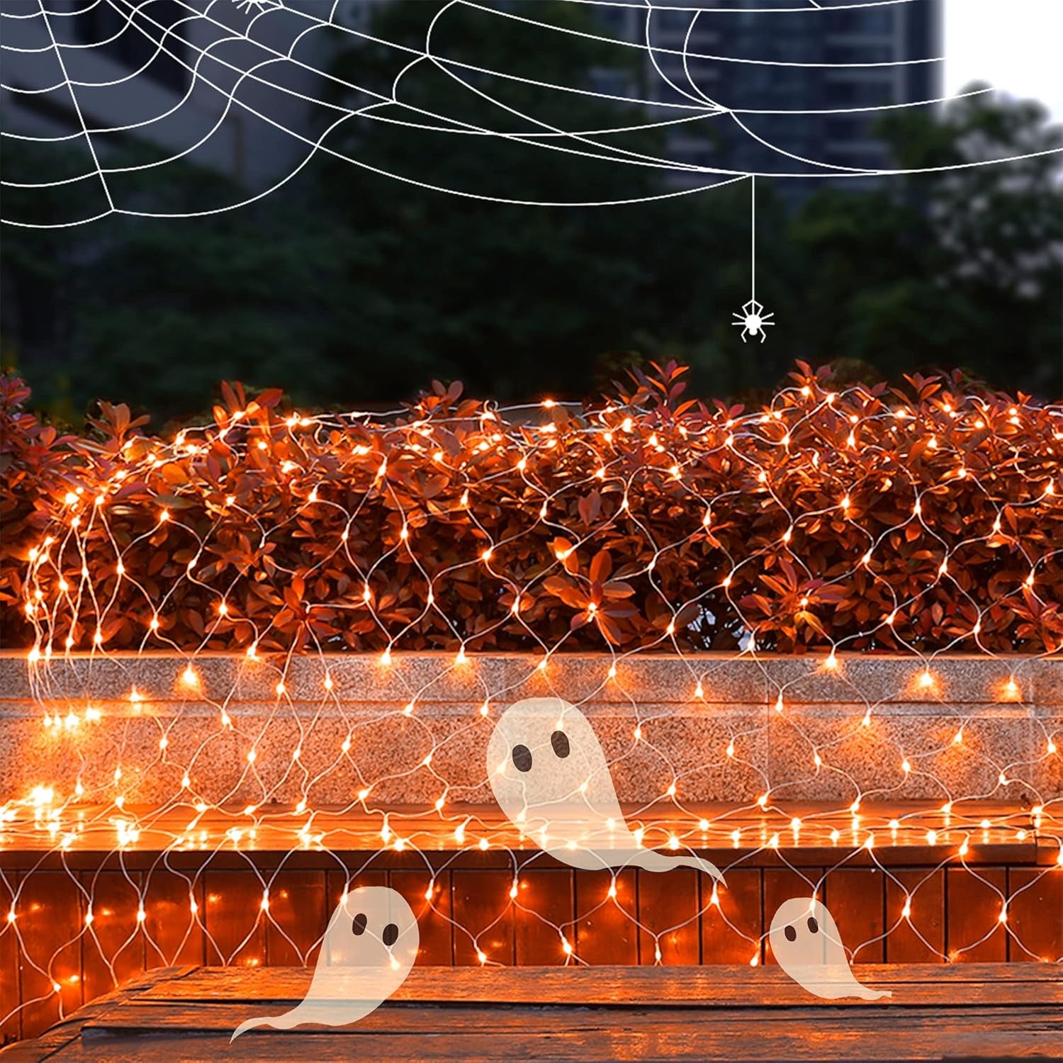 Outdoor Halloween Net Lights, 12FT X 5FT 360 LED Christmas Fairy Mesh Lights with 8 Lighting Modes, Connectable for Garden Xmas Tree, Bushes, Holiday Wedding Party Decorations, Purple