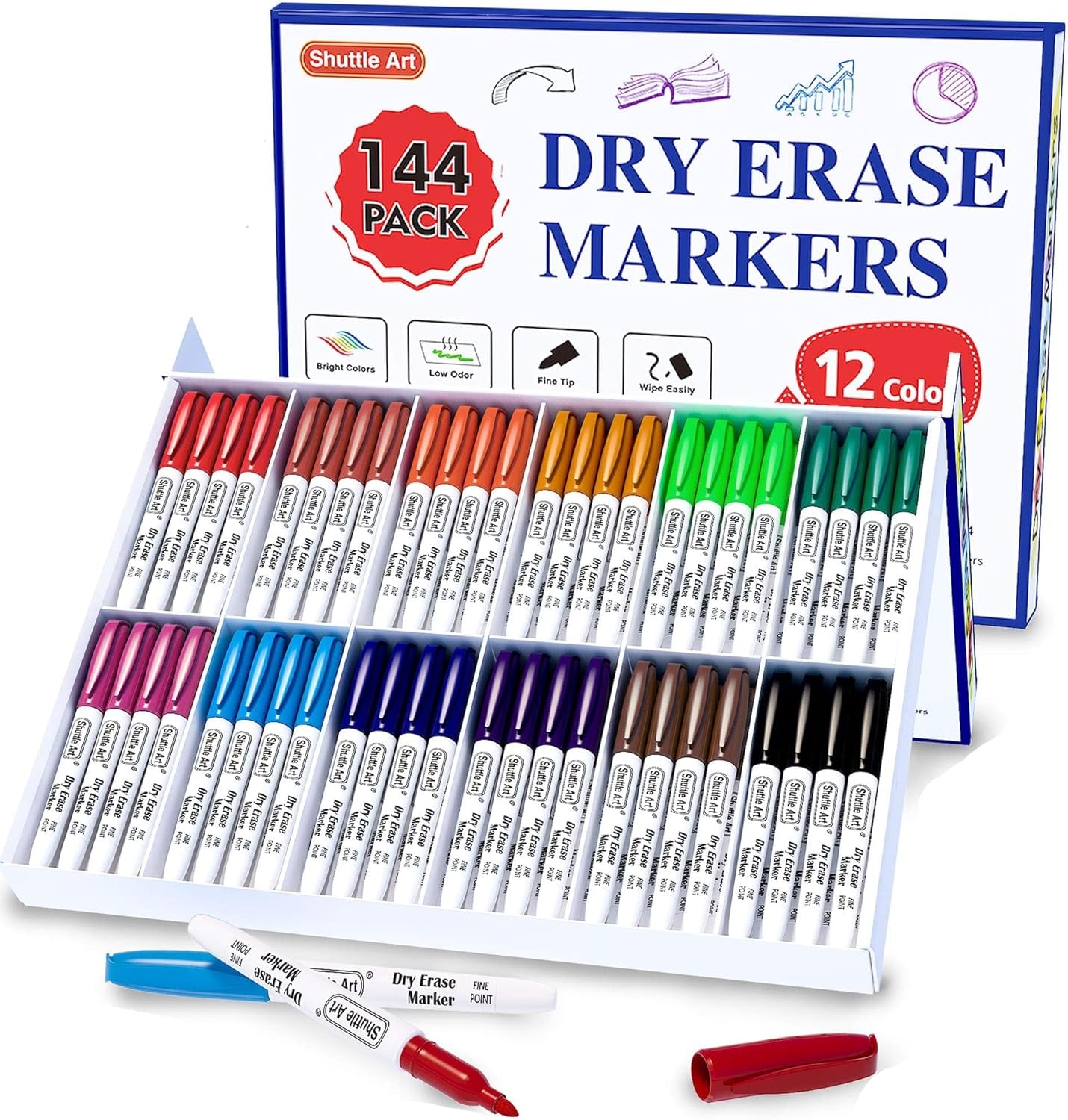 Dry Erase Markers, 16 Colors Whiteboard Markers,Fine Tip Dry Erase Markers for Kids,Perfect for Writing on Whiteboards, Dry-Erase Boards,Mirrors,Calender, School Office Supplies