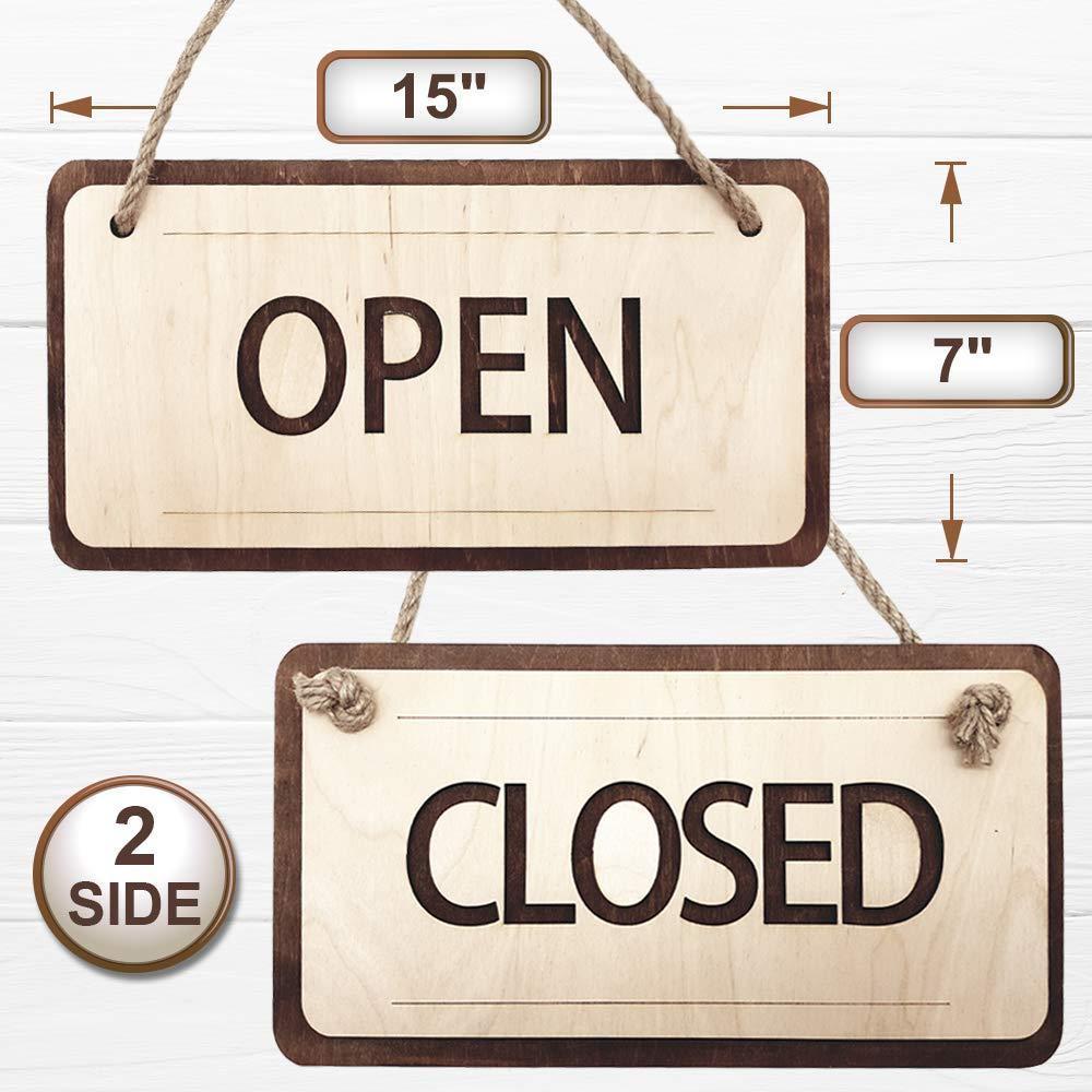 Wooden Open Closed Sign 15х7 Inch   Wooden Rustic Open and Closed Sign for