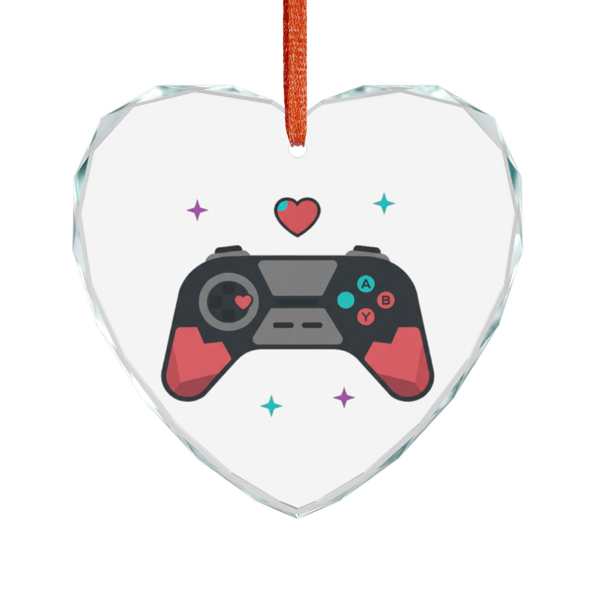 Game Controller Hearts | Crystal Glass Heart Ornament for Gamers | Valentine & Galentine Gift | Pastel Y2K Aesthetic Decor