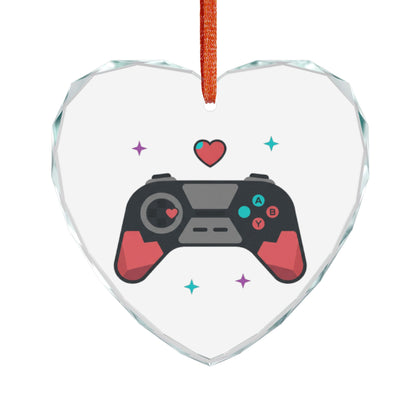 Game Controller Hearts | Crystal Glass Heart Ornament for Gamers | Valentine & Galentine Gift | Pastel Y2K Aesthetic Decor