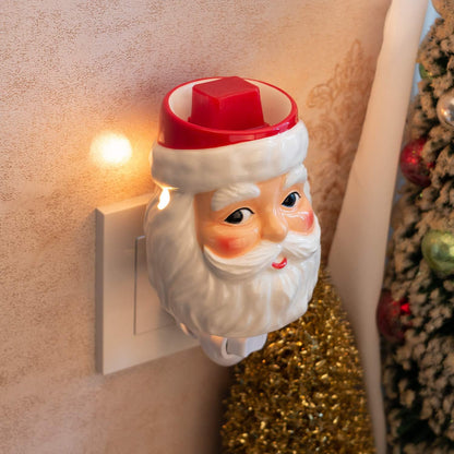 Plug in Wax Melt Warmer, Cute Room Decor for Teen Girls, Wall Plug in Wax Warmer, Home Décor, No Flame, with One More Bulb, Santa Claus (Look Left)