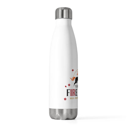 Fire Horse Lunar New Year 2026 | 20oz Insulated Stainless Steel Tumbler Bottle | CNY Gift for Family, Teachers & Friends | Red Gold