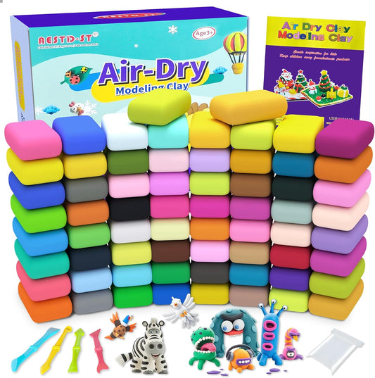 Air Dry Clay 66 Colors, Modeling Clay for Kids, DIY Model Magic Clay, Molding Clay Kit with Sculpting Tools, Non-Sticky Soft and Super Light, Arts and Crafts Gift for Boys Girls Kids.