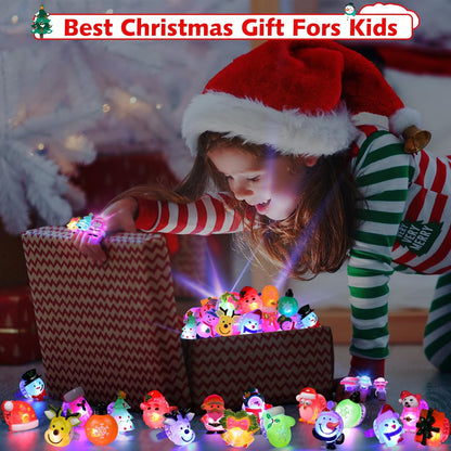 Christmas Party Favors 25Pcs 3D LED Finger Lights for Kid & Adults Toys Light up Rings Stocking Stuffers Party Favors Assorted Styles Gift Package No-Repeat Non Candy Gift New Version