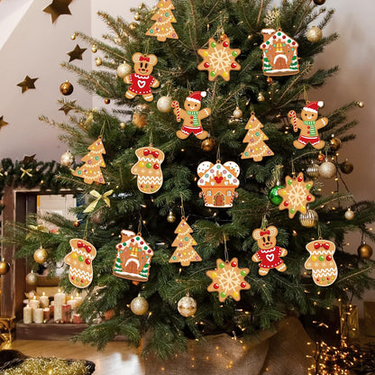 Christmas Ornaments Art and Crafts for Kids - 28Pcs DIY Christmas Cutouts with Gingerbread Cookies Man House Christmas Stickers for Tree Home Christmas Party Favors Decorations