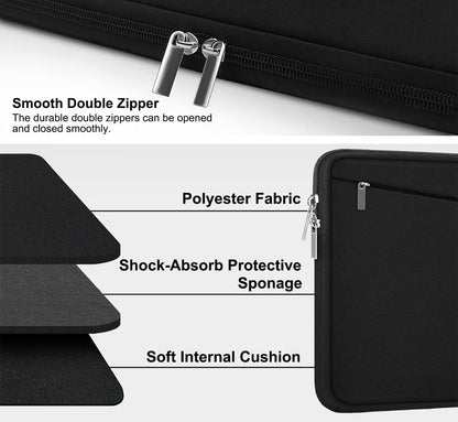 15.6 Inch Laptop Sleeve, Durable Computer Carrying Bag Protective Case Briefcase Handbag with Front Pocket, Slim Cover for 15-16 Inch HP, Dell, Lenovo, Asus, Notebook, Black