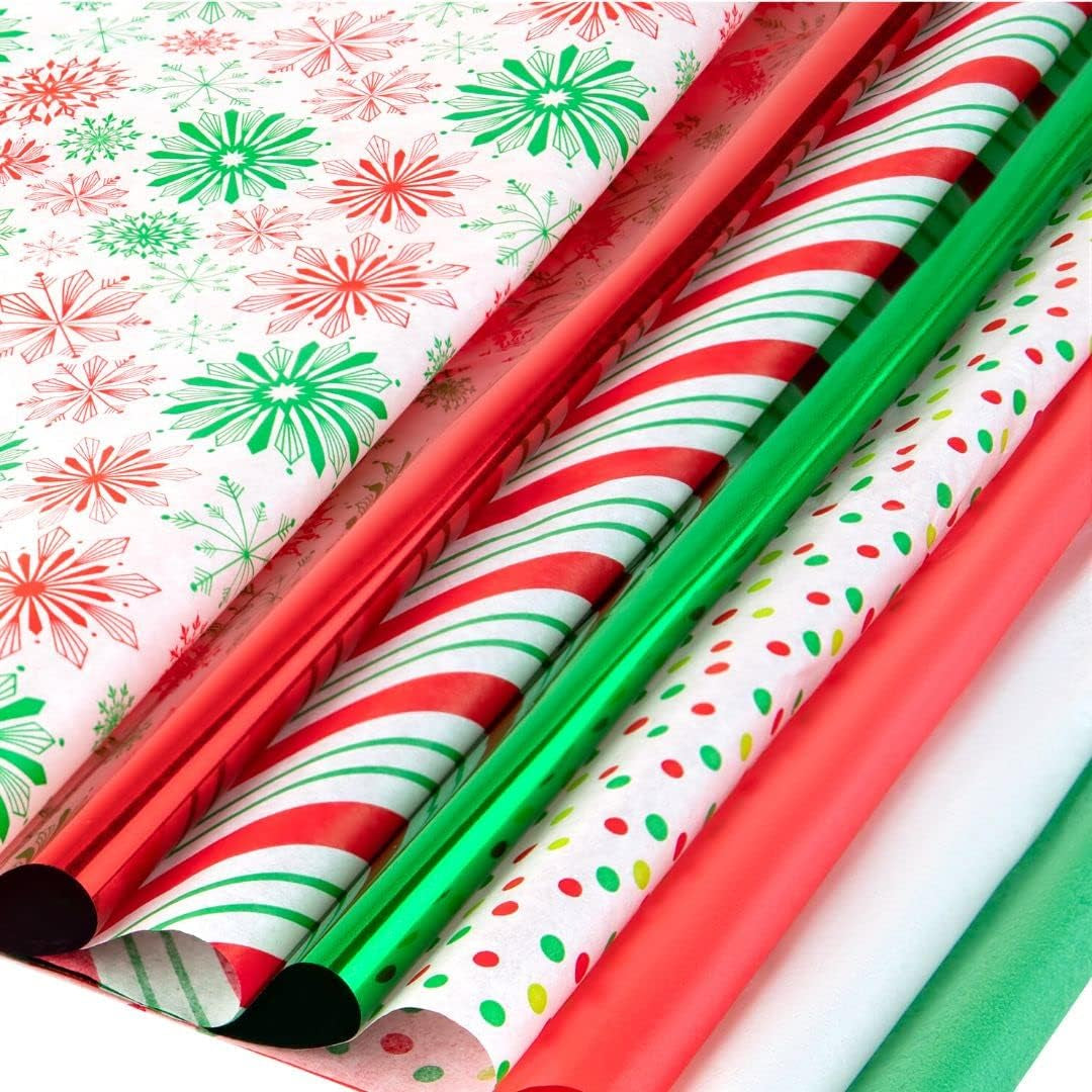 Christmas Tissue Paper for Gift Bags-100 Sheets Bulk Christmas Wrapping Paper- Holiday Tissue Paper Snowflake Shiny Metallic 20"X20" Inch Gift Wrapping Holiday Tissue Paper Sheets