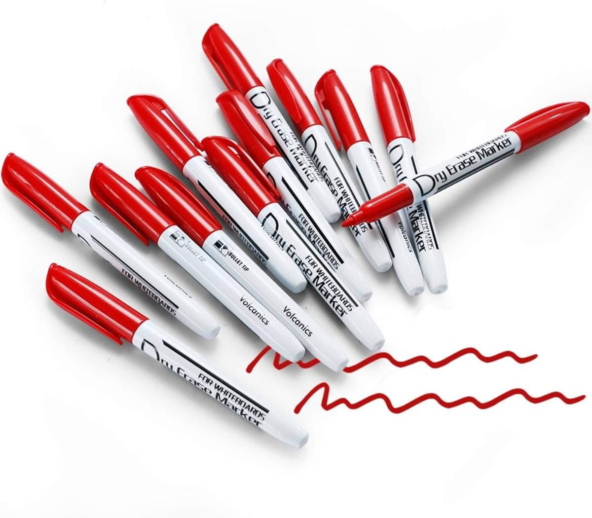 Red Dry Erase Markers Low Odor Fine Whiteboard Markers Thin Box of 12