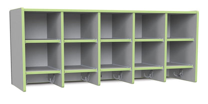 Rainbow Accents 0771JC130 10 Section Wall Mount Coat Locker - with Trays - Key Lime Green