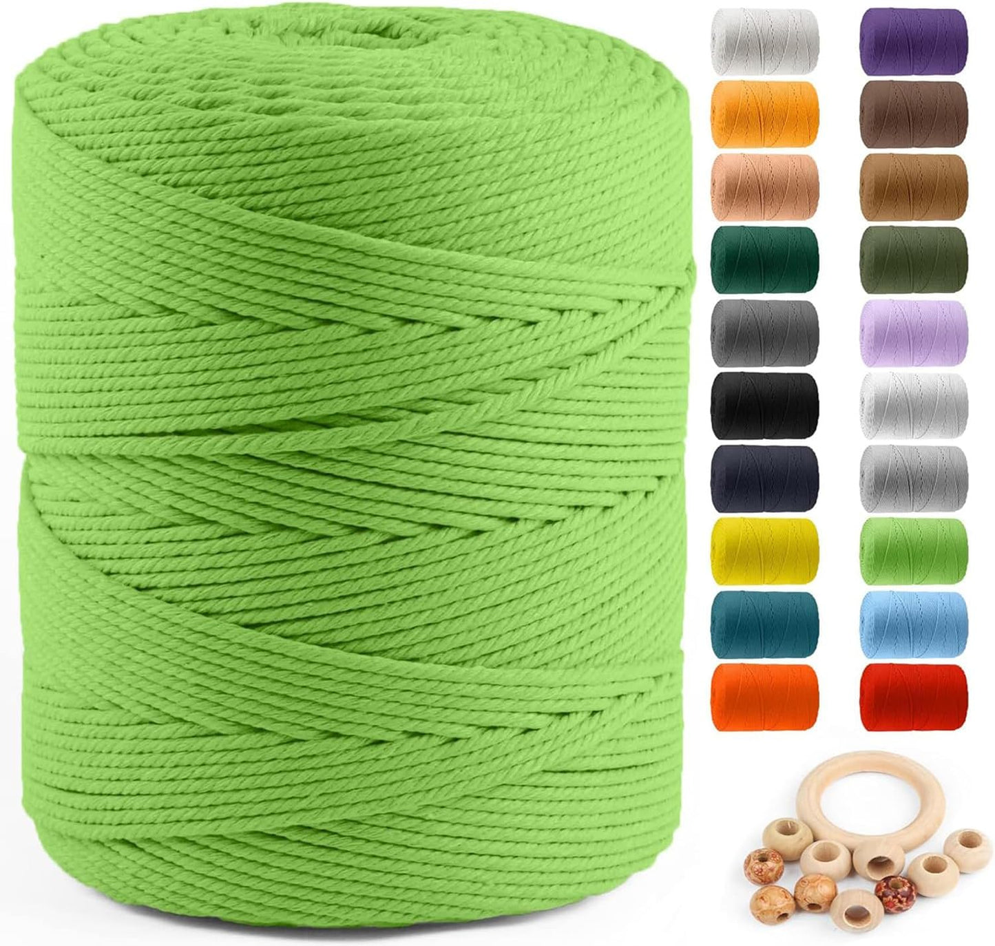 Macrame Cotton Cord 5Mm X 109 Yards,  100% Natural Handmade Colorful 4 Strands Twisted Braided Cotton Rope for Wall Hanging Plant Hangers Gift Wrapping Tapestry DIY Crafts(100M,White)