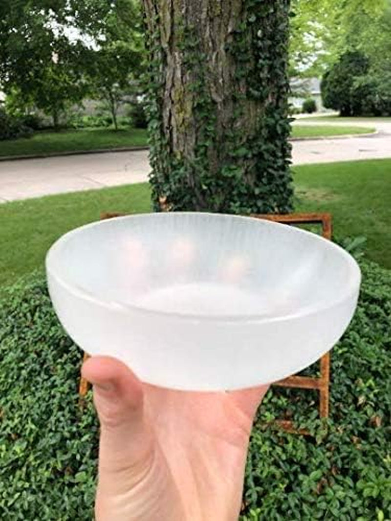 Large Selenite Bowl, XL 5.5" - 6" Hand Made Moroccan Selenite, Reiki Charged Moroccan Selenite XL 6-Inch Charging Station Extra Large Crystal Bowl