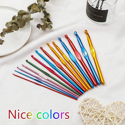 14 Pcs Multicolor Aluminum Crochet Hooks Knitting Needles Craft Yarn 2-10Mm …