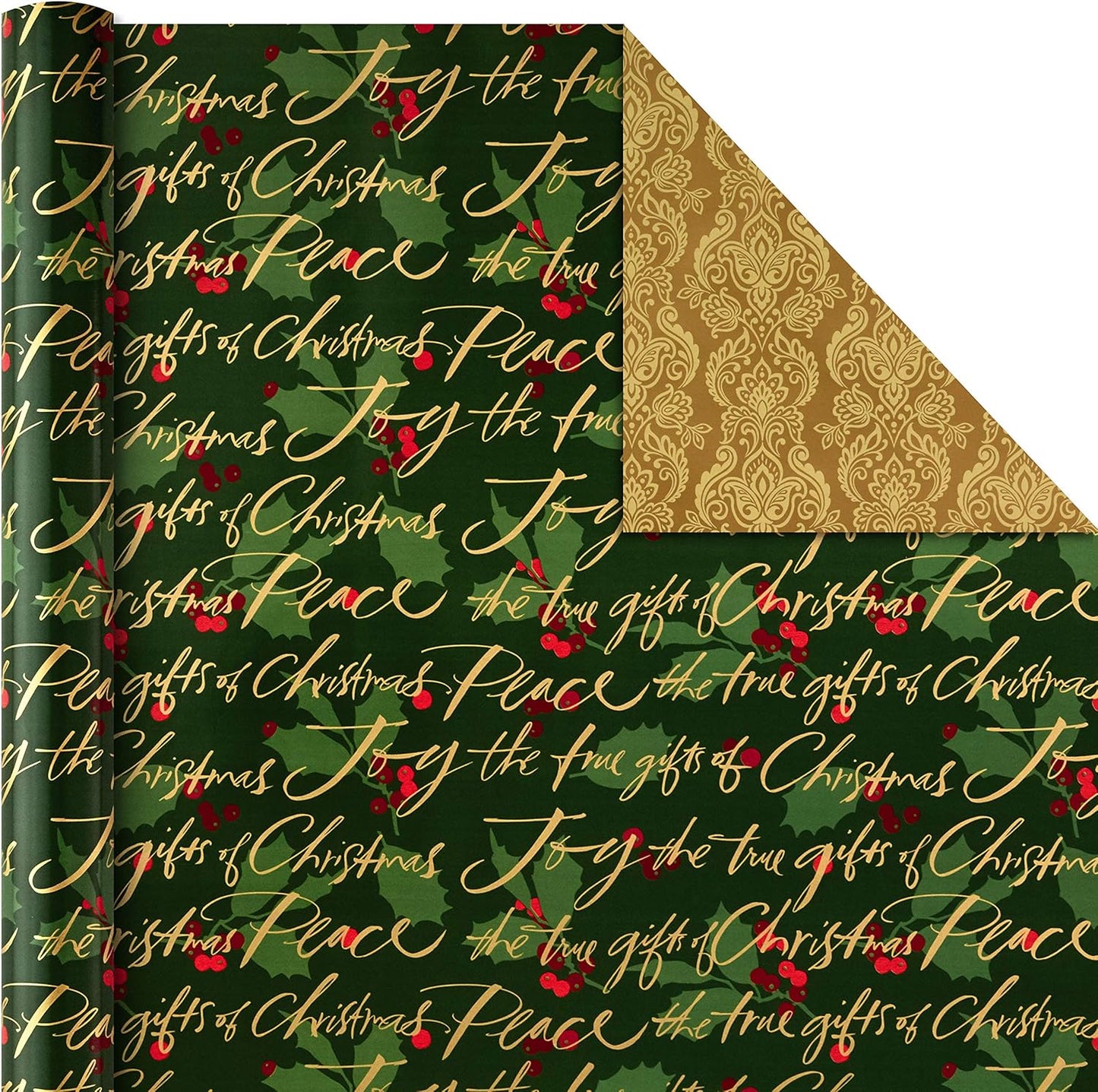 Reversible Christmas Wrapping Paper Bundle, Traditional (Pack of 4, 150 Sq. Ft. Ttl.), Red and Green, 4 Pack, Red and Green, 4 Pack