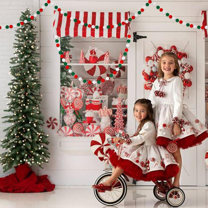 Red White Garlands, 1.2" Large Pompom Garland Boho Decor, 16.4 Ft 60 Pompom Ball Garlands, Red White Pompom Garlands, Christmas for Christmas Tree, Valentine'S Day Mantle Decor(1.2"/3Cm)