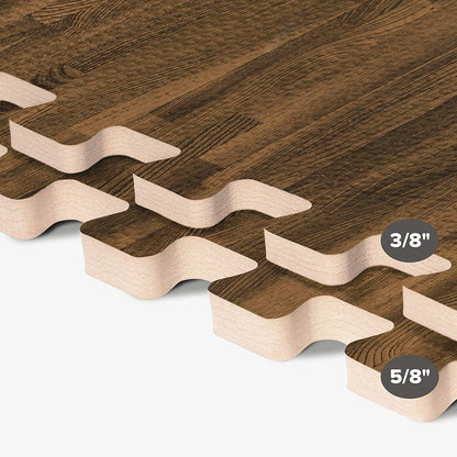 Forest Floor 3/8 Inch Thick Printed Foam Tiles, Premium Wood Grain Interlocking Foam Floor Mats, Anti-Fatigue Flooring – Stylish Flooring Solution