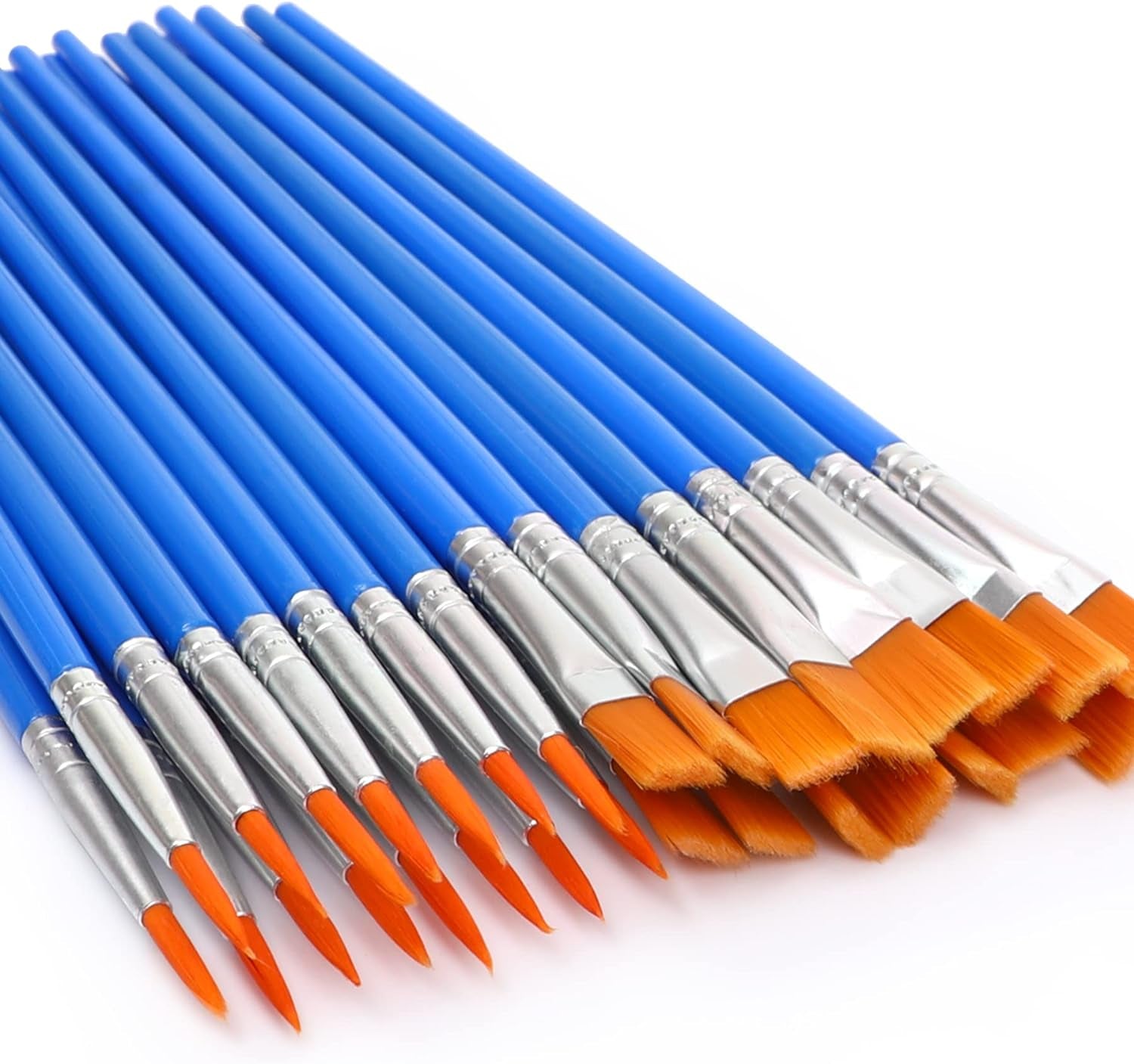 30 Pcs Flat Paint Brushes,Small Brush Bulk for Detail Painting