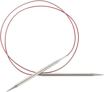 FBA_CG-7040-1 Red Lace Circular 40-Inch (102Cm) Stainless Steel Knitting Needle; Size US 1 (2.25Mm) 7040-1, Silver