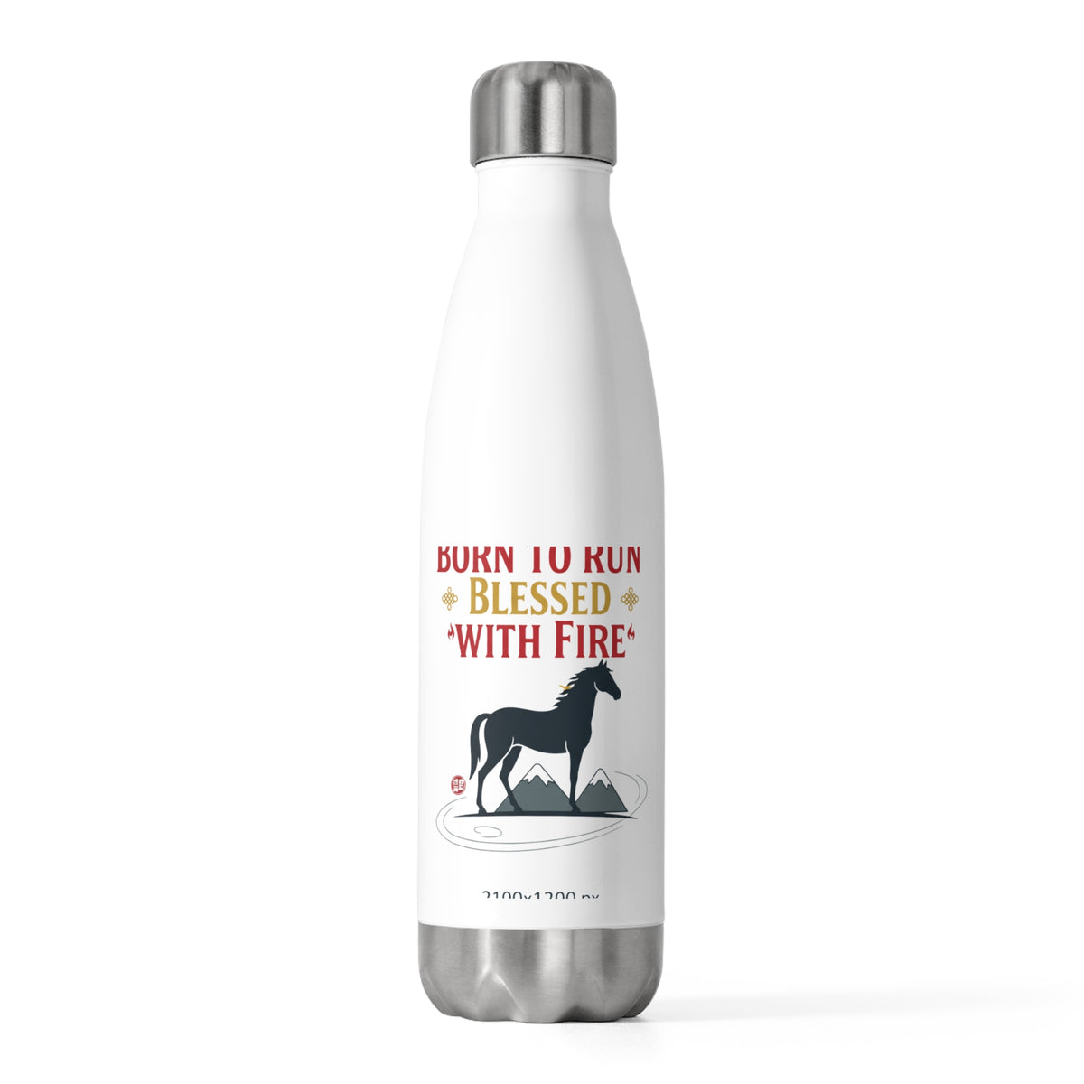 Fire Horse Standing in Mountains | 20oz Insulated Stainless Tumbler | Lunar New Year Gift for Family & Friends | Paper Cut Style
