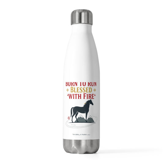 Fire Horse Standing in Mountains | 20oz Insulated Stainless Tumbler | Lunar New Year Gift for Family & Friends | Paper Cut Style