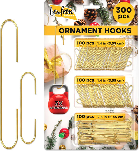 300 Pcs Gold Christmas Ornament Hooks – Gold Christmas Ornament Hangers – Ornament Hooks for Christmas Trees