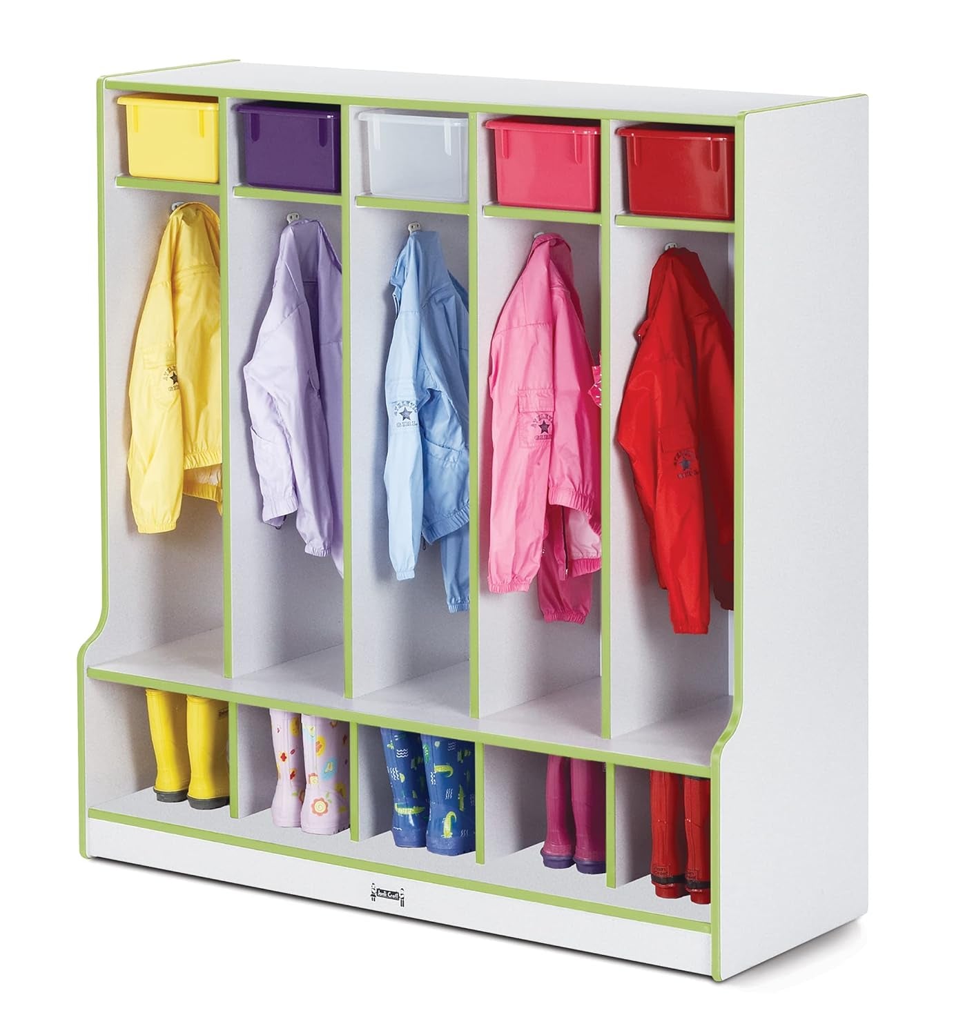 Rainbow Accents 0468JCWW130 5 Section Coat Locker with Step - Key Lime Green