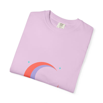Crescent Moon Heart Graphic | Unisex Garment-Dyed Tee, Soft Cotton | Valentine & Galentine Gift | Y2K Celestial Aesthetic