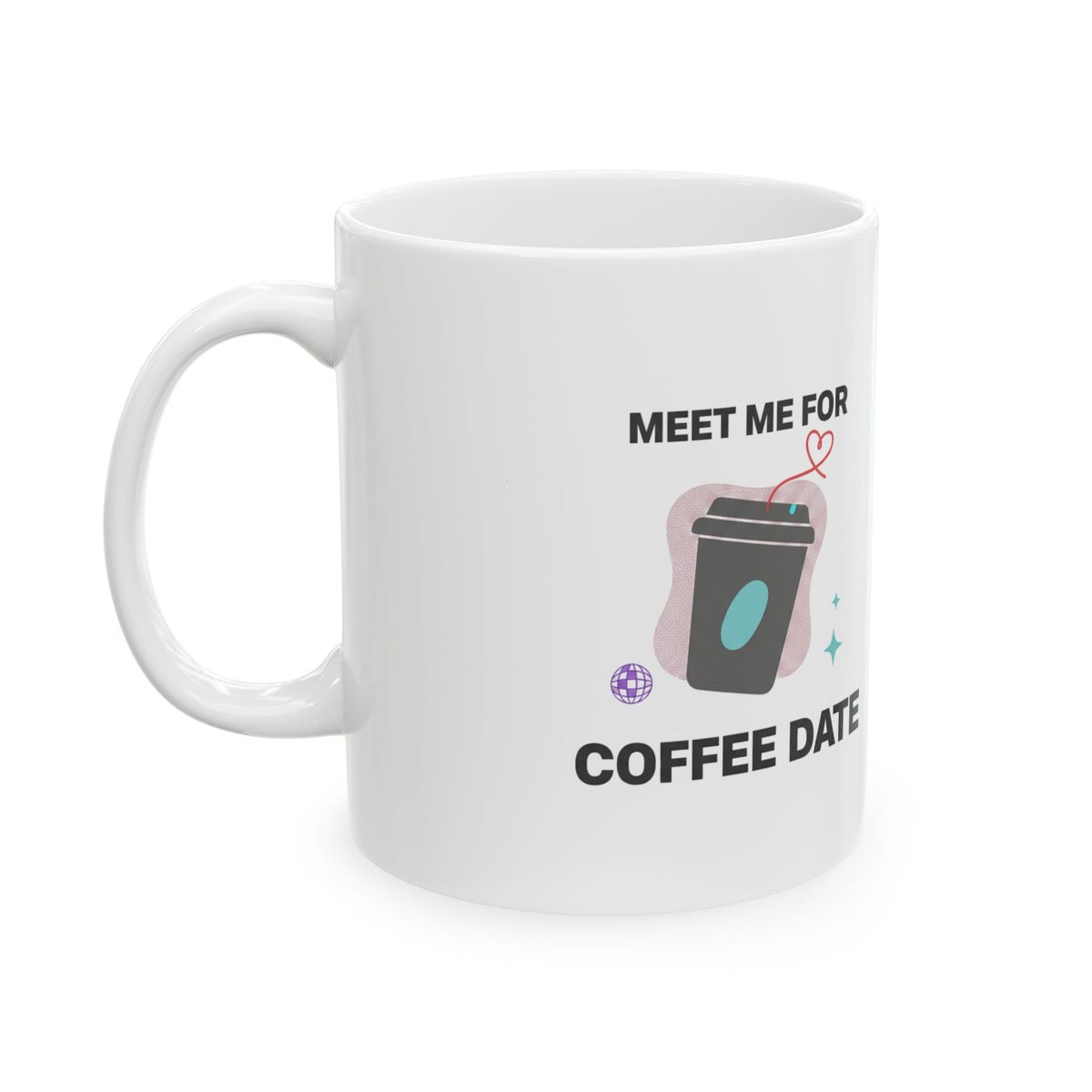 Coffee Date Heart Steam | 11oz Ceramic Coffee Mug for Cozy Sips | Galentine’s & Valentine Gift for Friends | Minimal Y2K Aesthetic