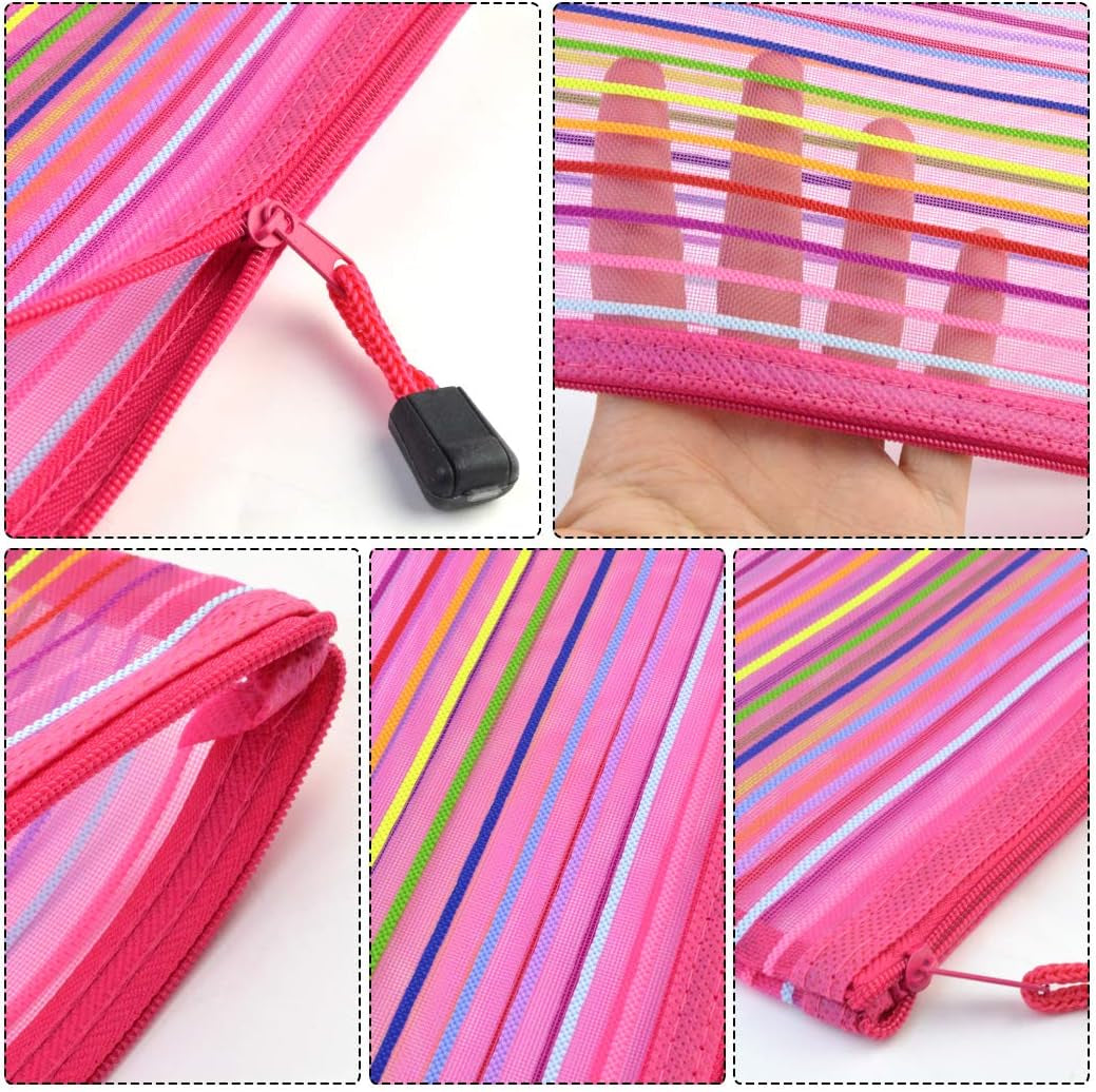 30Pcs Mesh Zipper Pouch, Zipper Pencil Pouch B6 Net Zipper Pouch Multipurpose Travel Mesh Bag Plastic Colorful Small Pencil Pouches with Zipper to Storage Cosmetics Stationery Office Supplies,10 Color