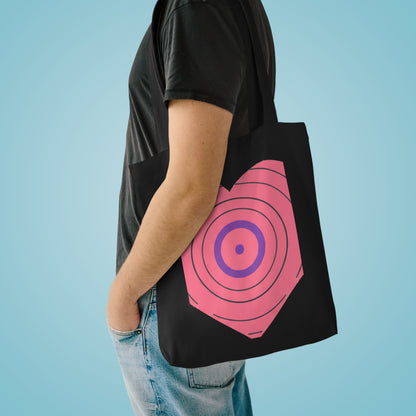 Vinyl Record Heart | Cotton Tote Bag for Music Lovers | Valentine & Galentine Gift for Her, Them, Friends | Y2K Aesthetic