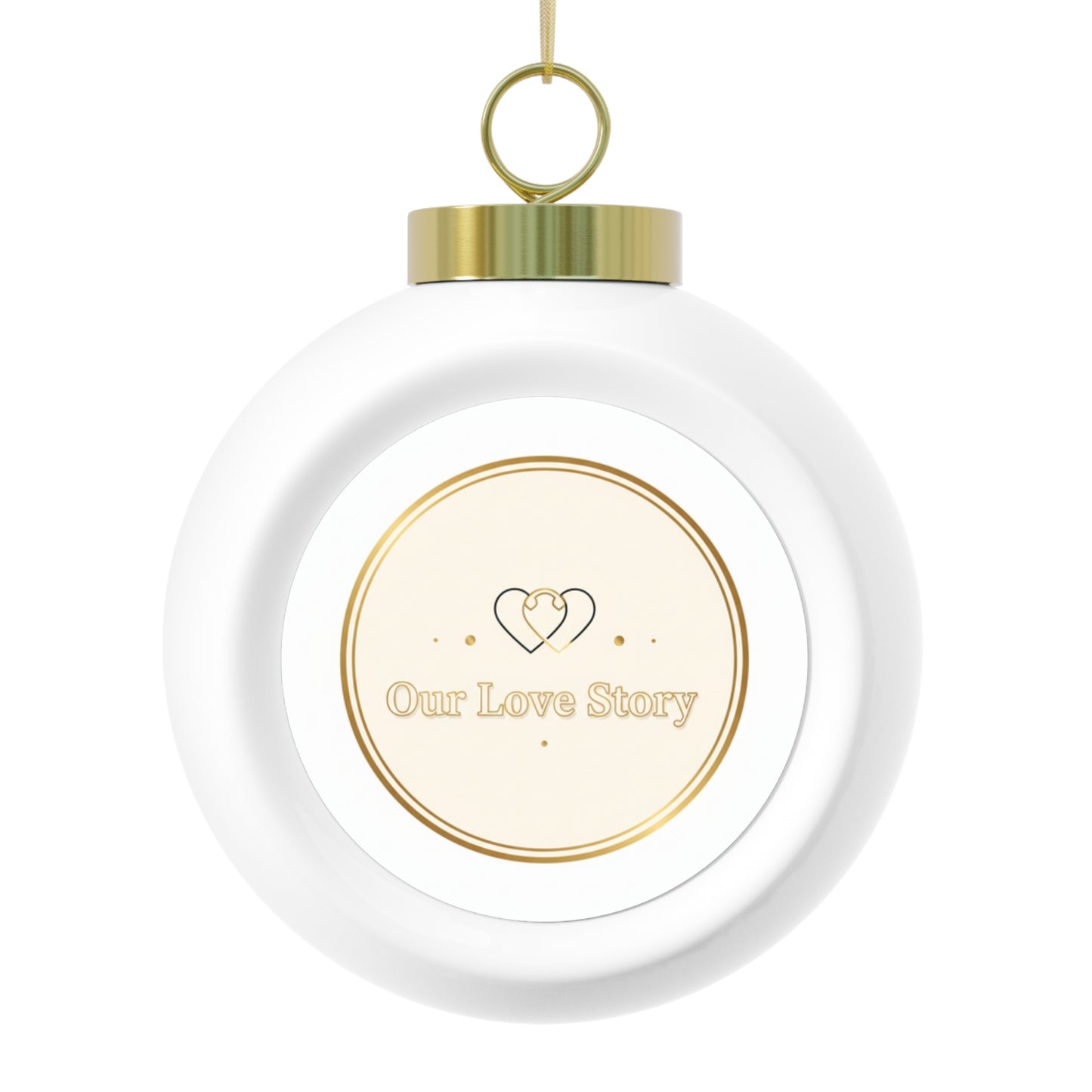 Christmas Ball Ornament - Our Love Story Romantic Ceramic Keepsake