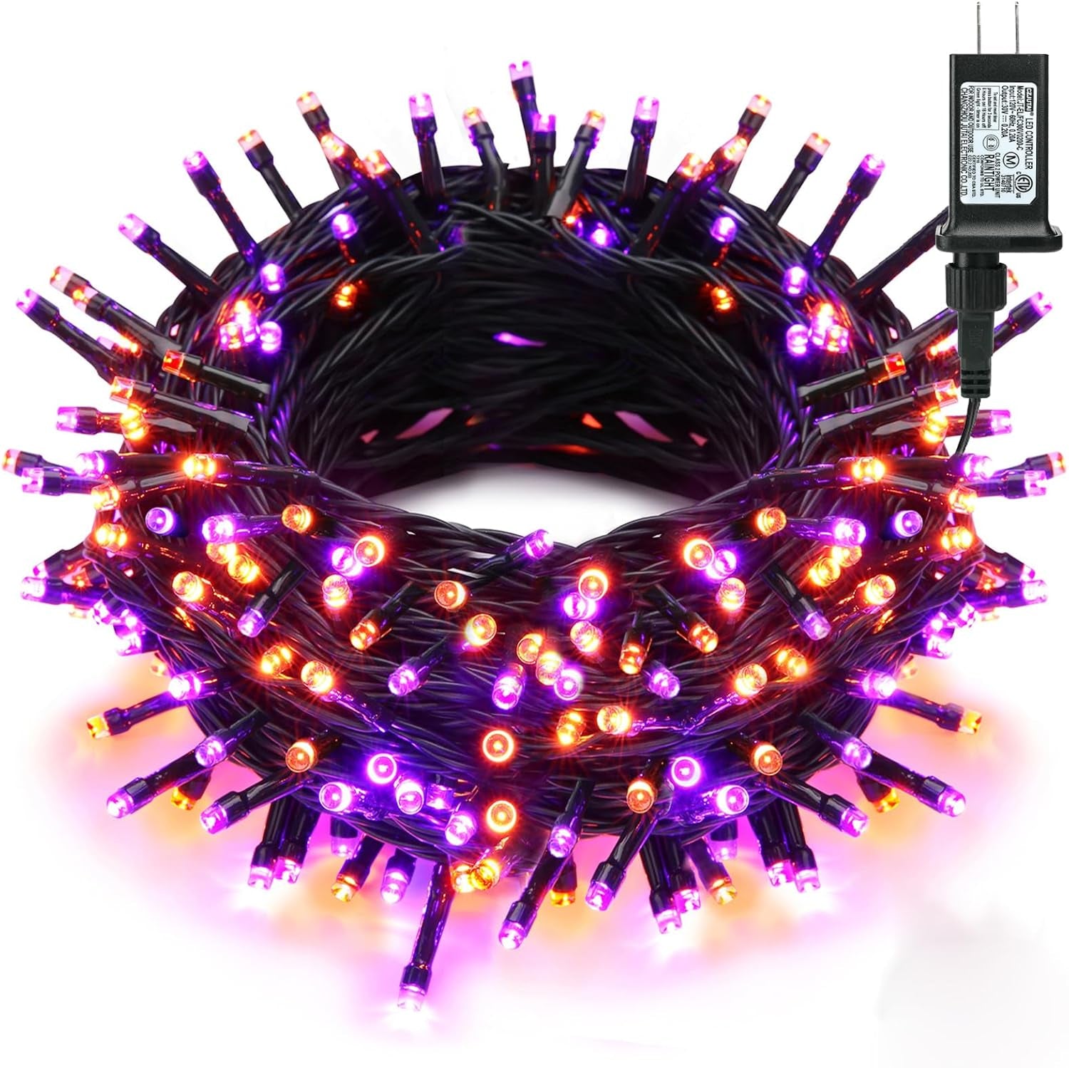 Purple & Orange Halloween Lights, 95.14Ft 240 LED Halloween String Lights Connectable with Timer, 8 Modes Outdoor Halloween Lights, Plugin Mini Lights Waterproof for outside Spooky Decoration