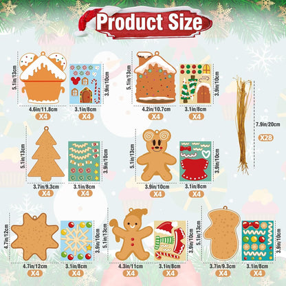 Christmas Crafts Ornament Making Kit for Kids - 28Pcs DIY Christmas Cutouts with Snowman Snowflake Penguin Gnome Christmas Stickers for Tree Decorations Christmas Winter Party Favors Supplies