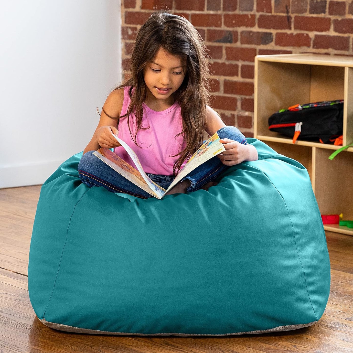 Gumdrop Jr. Kids Bean Bag for Early Childhood & Educational Environments, Premium Vinyl - Turquoise