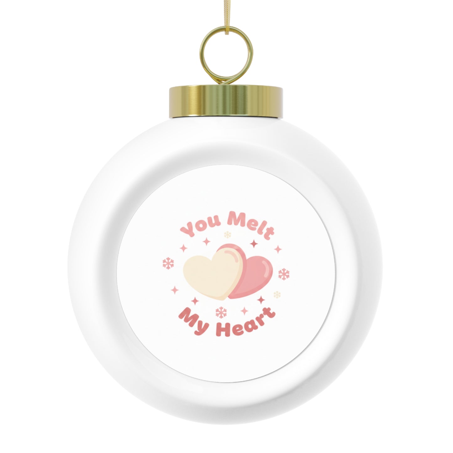 Christmas Ball Ornament - You Melt My Heart Holiday Heart Design