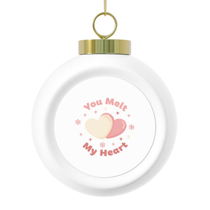 Christmas Ball Ornament - You Melt My Heart Holiday Heart Design