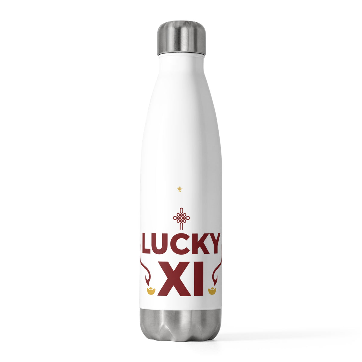 Lucky Xi Fire Horse Character | 20oz Insulated Stainless Steel Tumbler Bottle | Lunar New Year Gift for Family & Friends | Red Gold Festive