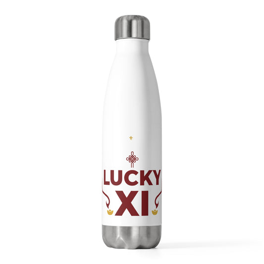 Lucky Xi Fire Horse Character | 20oz Insulated Stainless Steel Tumbler Bottle | Lunar New Year Gift for Family & Friends | Red Gold Festive