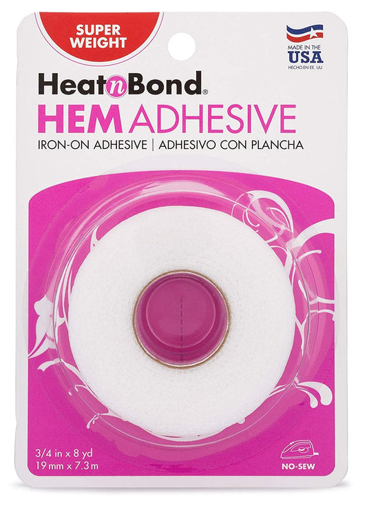 Hem Iron-On Adhesive, Super Weight, 3/4 Inch X 8 Yards, White