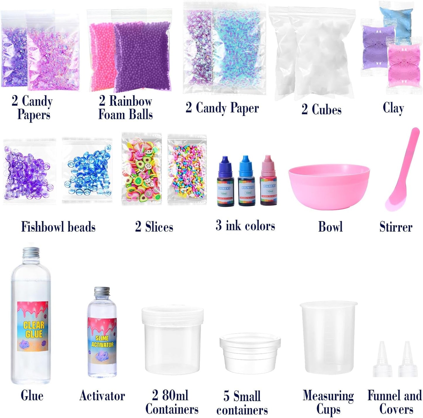 Slime Kit Confetti Slime, Glimmer Crunchy Slime, Foam Slime, Jelly Cubes Slime, Stress Relief Toys, Party Favors for Kids, for Girl Boys 6 7 8 9 10 11 12