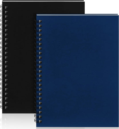 Spiral Notebook Bulk A5 College Ruled Journals Notebooks Lined 8.3 X 5.5 Inch Note Books Composition Writing Thick Paper Notebook for Office Business School Supplies (Black, Deep Blue,2 Pcs)