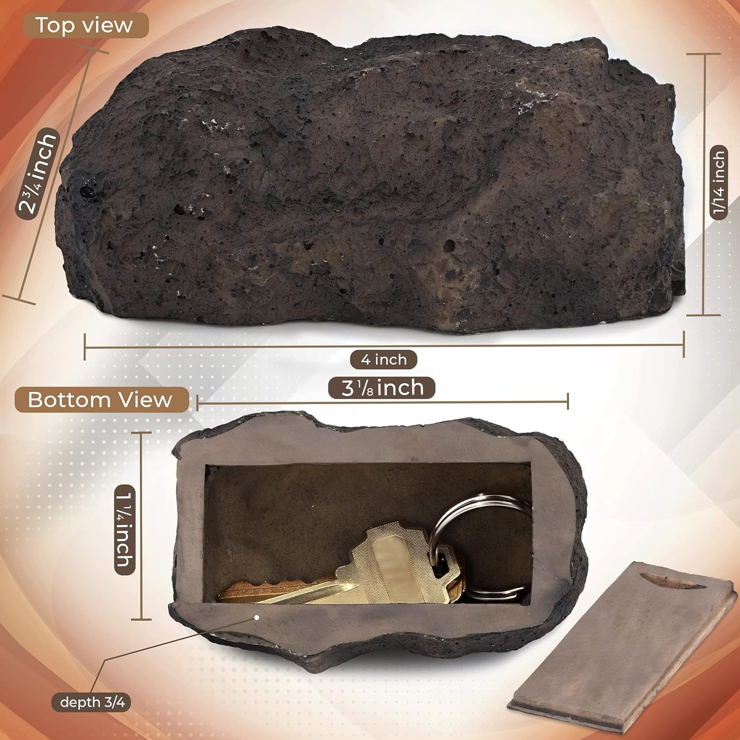 Hide-A-Spare-Key Fake Rock - Looks & Feels like Real Stone - Safe for Outdoor Garden or Yard, Geocaching (1)