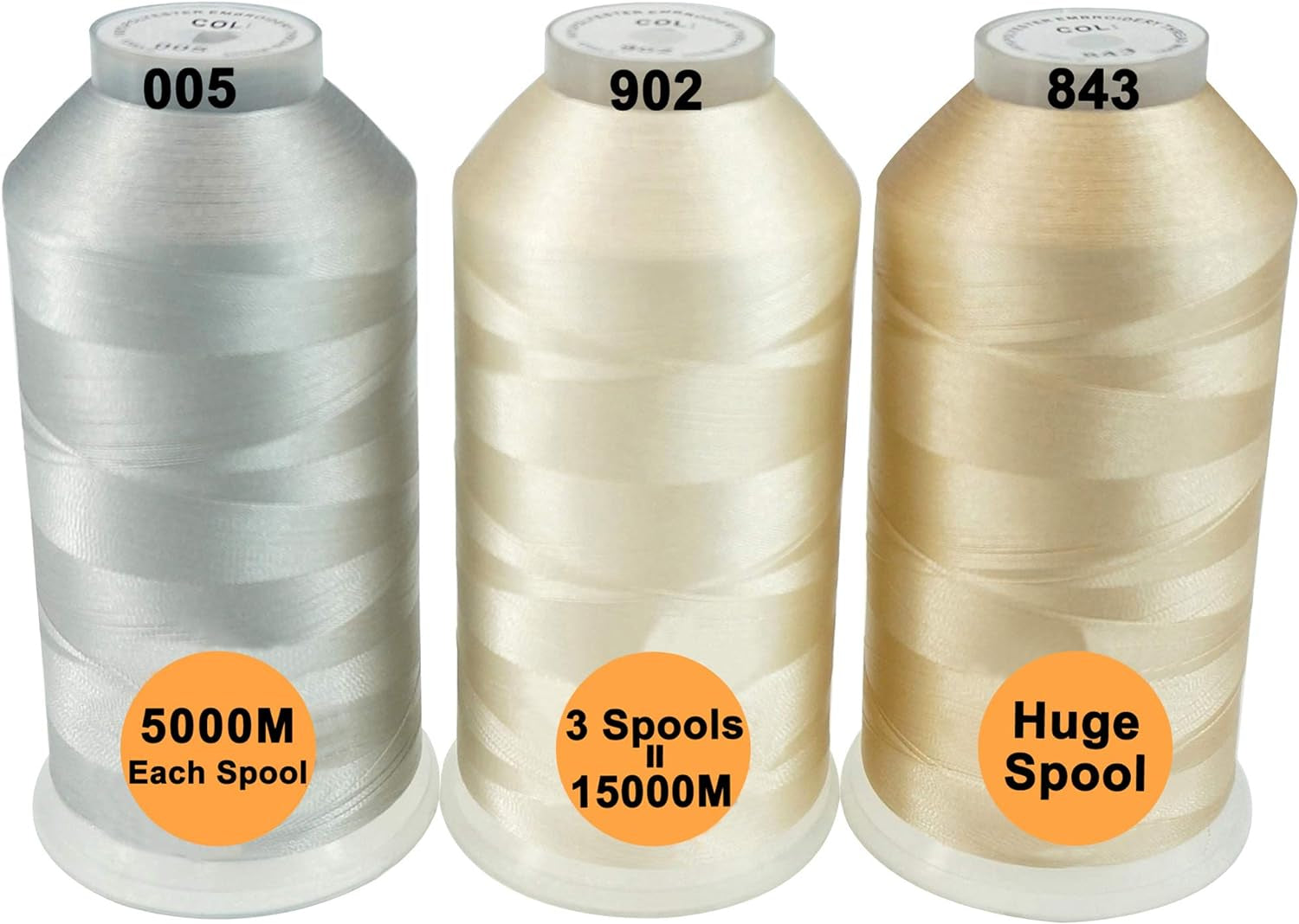 Polyester Embroidery Machine Thread Assorted Color Packs - 40 Options - 5000M Spool - for All Embroidery Machines