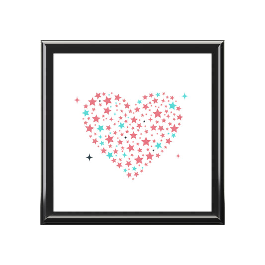 Star Cluster Heart | Jewelry Box for Rings & Trinkets | Valentine, Galentine & Anniversary Gift | Y2K Aesthetic Pink Gold