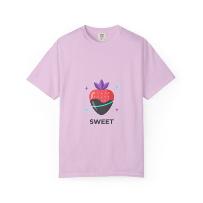 Chocolate-Dipped Strawberry Tee | Unisex Garment-Dyed Cotton T-Shirt | Valentine & Galentine Gift | Y2K Aesthetic Minimal