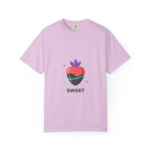 Chocolate-Dipped Strawberry Tee | Unisex Garment-Dyed Cotton T-Shirt | Valentine & Galentine Gift | Y2K Aesthetic Minimal