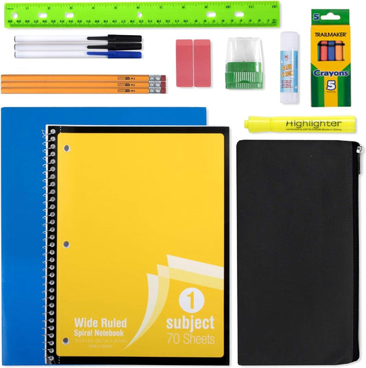 20 Piece School Supplies Pack for K-12 Back to School Supplies Bundle for School Students, Boys and Girls