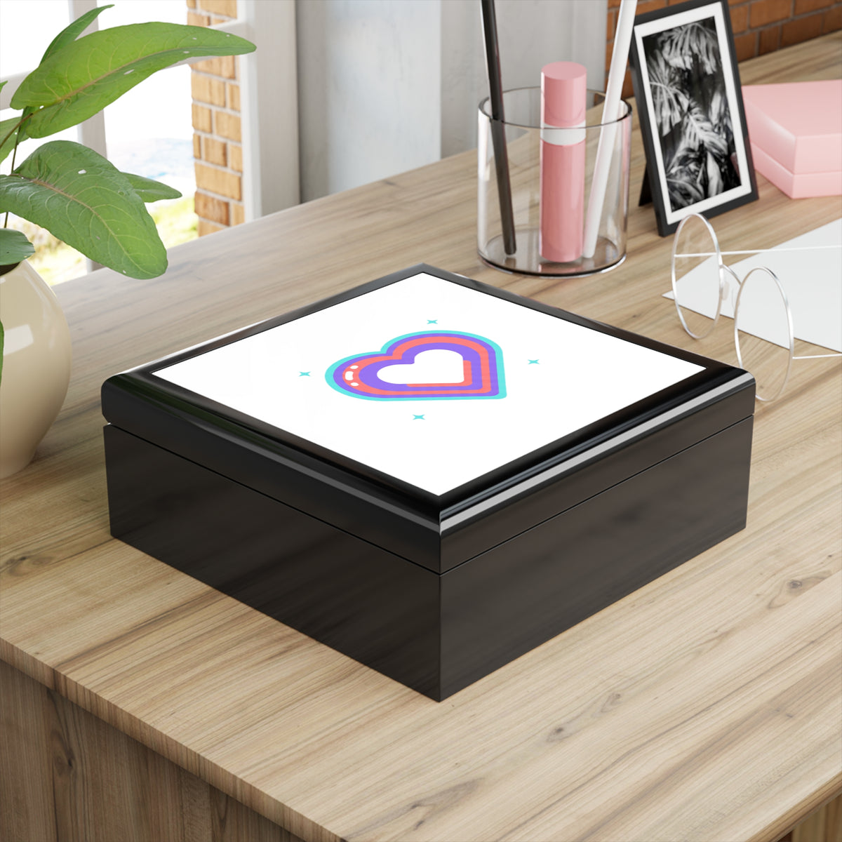 Neon Heart Glow | Jewelry Box for Rings & Trinkets | Valentine, Galentine & BFF Gift | Y2K Night Aesthetic