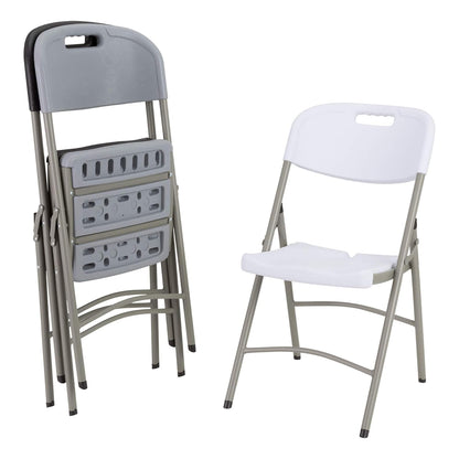 Blow-Molded Plastic Folding Chairs for Indoor/Outdoor Events, Commercial Event Chairs with 400-Lb. Weight Capacity, Set of 4, Gray